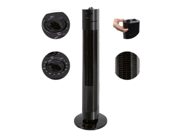Clatronic TVL 3770, Husholdning tårnventilator, Sort, Gulv, 75°, Dreje, 2 t