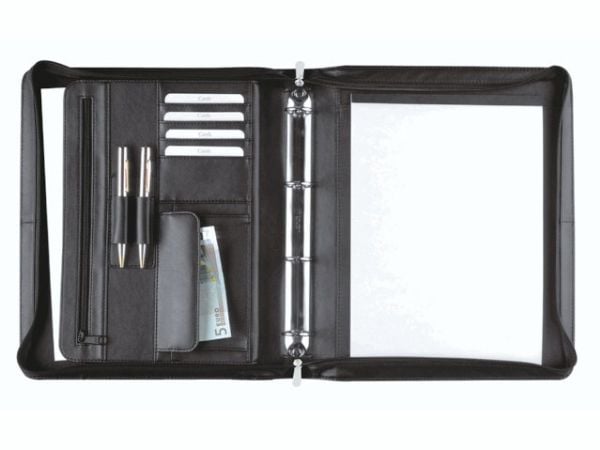 Dokumentmappe, Staedtler Eurostyle sort, 210x297mm, antal ringe: 4, Oxhide