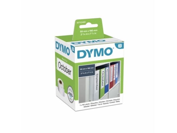 DYMO LabelWriter LAF Labels Large - Svart på hvitt - 59 x 190 mm 110 etikett(er) (1 rull(er) x 110) armbueetiketter - for DYMO LabelWriter 310, 315...