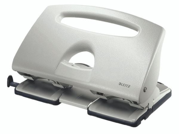 Hulapparat Leitz 5132 grå 4-huls m/skinne t/40ark
