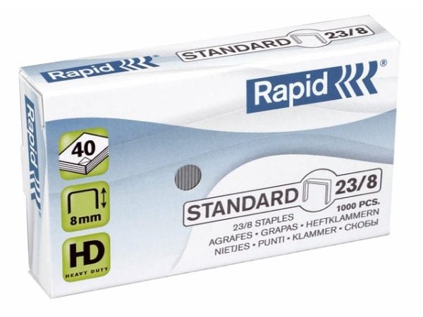Rapid Standard - Klamrar - 23/8 - 8 mm - galvaniserat stål - paket med 1000 - för Fashion HD110
