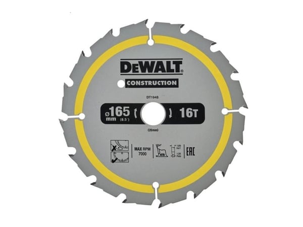 Dewalt pyörösaha 165x20mmx16z - DT1948-QZ - DT1948-QZ