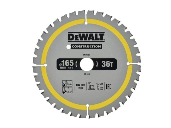 Dewalt pyörösaha 165x20mmx36z - DT1950-QZ - DT1950-QZ
