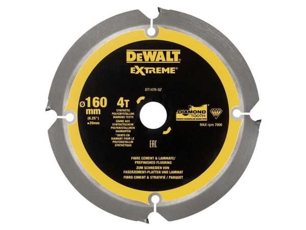 DeWALT DT1470-QZ, Monikiteinen timantti (PCD), Kuitusementtilevy, Laminaatti, 16 cm, 2 cm, 7000 RPM, DeWALT