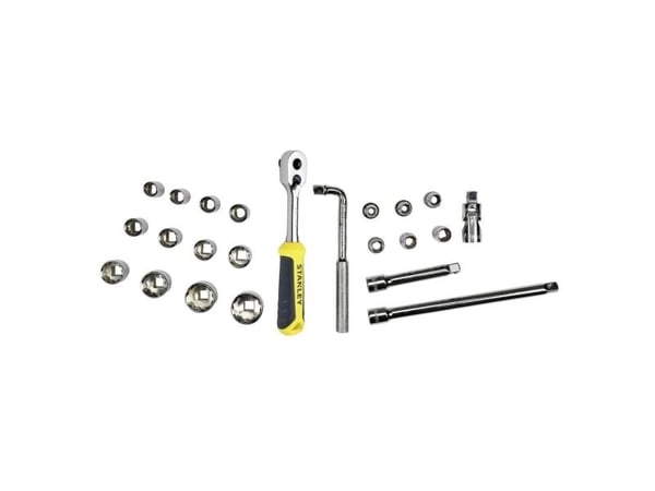 Stanley STMT1-74173, Hylssats, 1/2", Metriska/brittiska, 8,9,12,13,14,15,16,17,18,19,21,22,24,27,30,32 mm, Låda, 185 mm