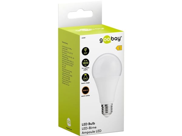 Goobay 65389, 15 W, E27, 1800 lm, 20000 t, Varm hvit