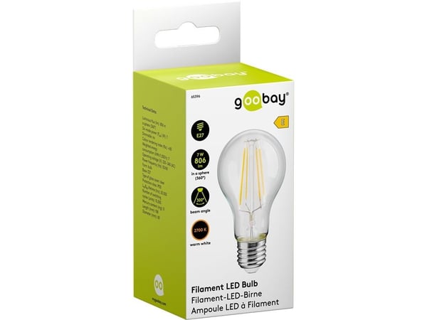 Goobay 65396, 7 W, E27, 806 lm, 20000 timer, Varm hvit