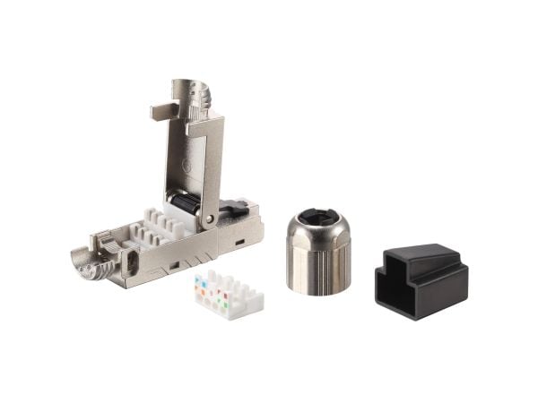 Equip 121172, RJ-45, Sort, Rustfritt stål, Hankjønn, Rett, Zink, Cat8.1