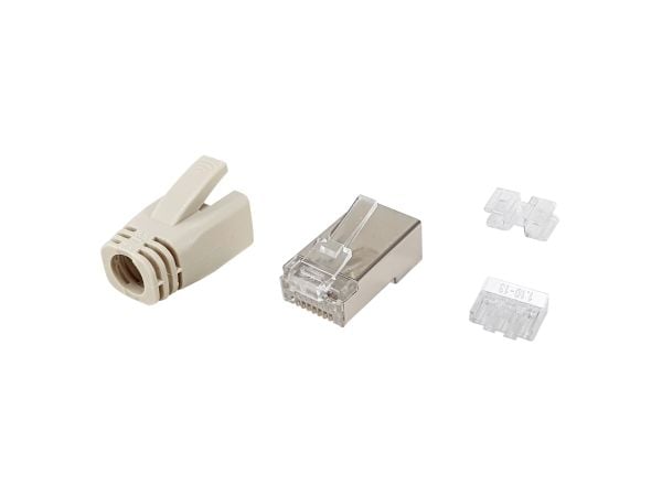 Equip 121182, RJ-45, Rustfritt stål, Gjennomsiktig, Hvit, Hankjønn, Rett, Cat6a, Gull
