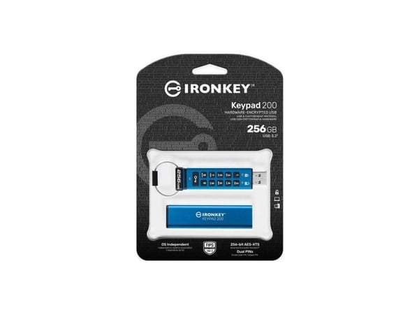 Kingston IronKey Keypad 200 - USB-flashstasjon - kryptert - FIPS 140-3 Level 3 - 256 GB - USB 3.2 Gen 1