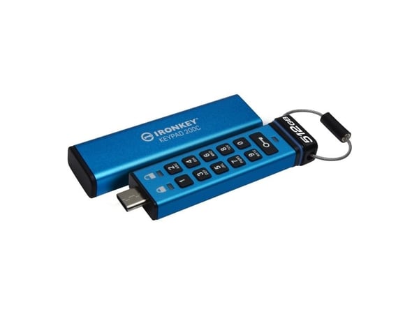 Kingston IronKey Keypad 200C - USB-flashstasjon - kryptert - FIPS 140-3 Level 3 - 512 GB - USB 3.2 Gen 1