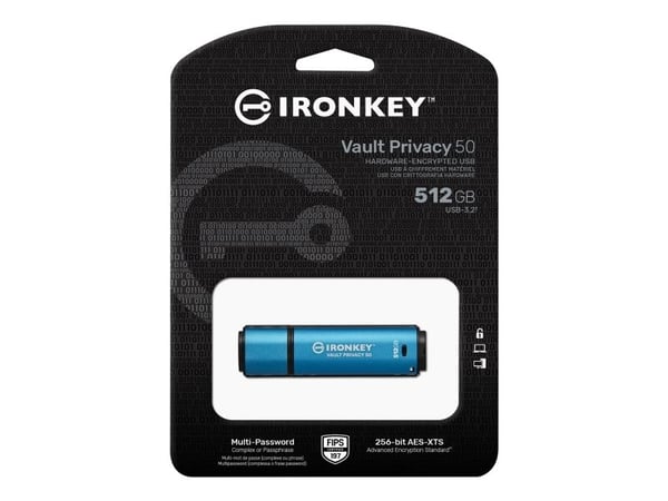 Kingston IronKey Vault Privacy 50 Series - USB-flashstasjon - 512 GB - USB 3.2 Gen 1