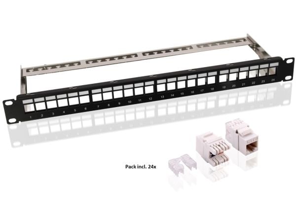 goobay - Koppelpanel - CAT 6 - UTP - RJ-45 X 24 - sortering - 1U - 19" - med 24 x CAT 6 UTP-jackstikk