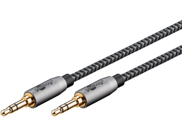 Goobay 65273, 3.5mm TRS, Hankjønn, 3.5mm TRS, Hankjønn, 1 m, Sort, Sølv