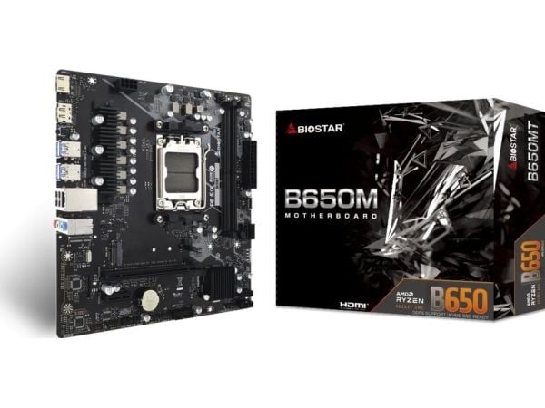 Biostar B650MT - Hovedkort - micro ATX - Socket AM5 - AMD B650 Chipset - USB 3.2 Gen 1, USB-C 3.2 Gen2 - Gigabit LAN - innbygd grafikk (CPU kreves)...