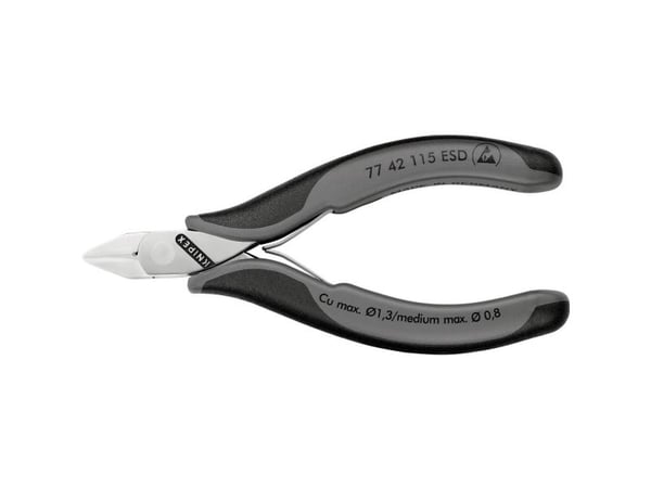 Knipex KP-7742115ESD, Diagonal tang, 1,1 cm, 1,4 cm, 7 mm, 1,3 mm, Beskyttelse mot elektrostatisk utladning (ESD)