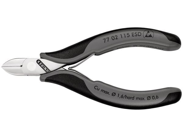 Knipex KP-7702115ESD, Diagonal tang, 1,1 cm, 1,4 cm, 7,5 mm, 1,6 mm, Beskyttelse mot elektrostatisk utladning (ESD)