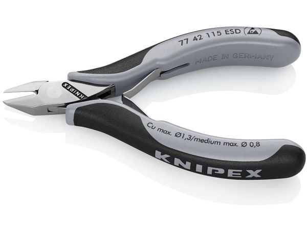 Knipex KP-7742115ESD, Diagonal tang, 1,1 cm, 1,4 cm, 7 mm, 1,3 mm, Beskyttelse mot elektrostatisk utladning (ESD)