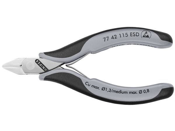 Knipex KP-7742115ESD, Diagonal tang, 1,1 cm, 1,4 cm, 7 mm, 1,3 mm, Beskyttelse mot elektrostatisk utladning (ESD)