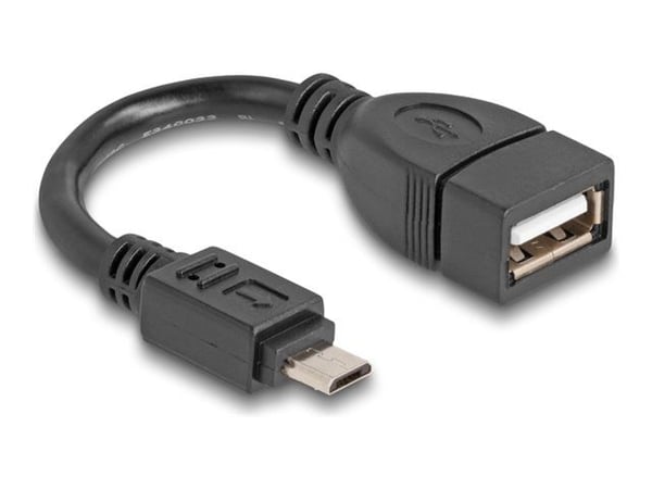 Delock - USB-kaapeli - Micro-USB tyyppi B (uros) - USB (naaras) - 11 cm - USB On-The-Go (OTG) - musta