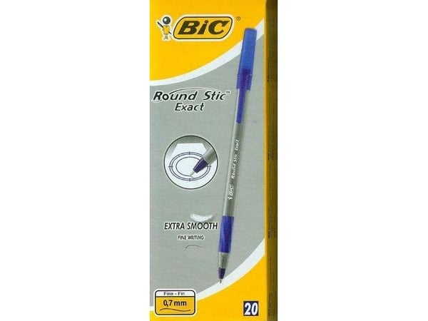 BIC Round Stic Exact, Klips, Tynn spiss, Blå, 20 stykker, Fint