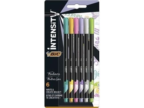 BIC 950445, Fint, 6 farger, Svart, Lysegrønn, Lilac, Rosa, Fiolett, Gult, Projektil spiss, 0,8 mm, 0,4 mm