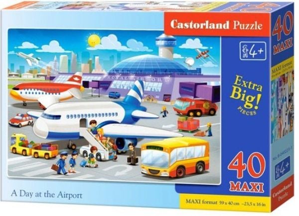 Castorland A Day at the Airport 40 Maxi pcs, 40 stykker, Tegneserier, 4 år