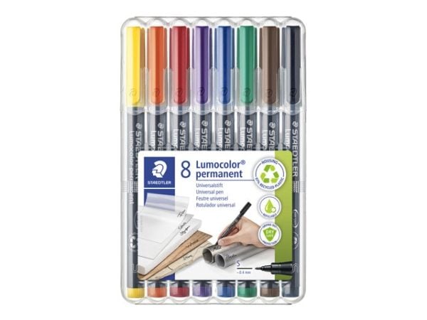 Staedtler 313 WP8, Musta, Sininen, Ruskea, Vihreä, Oranssi, Punainen, Violetti, Keltainen, Musta, Polypropeeni (PP), 0,4 mm, 1 kpl