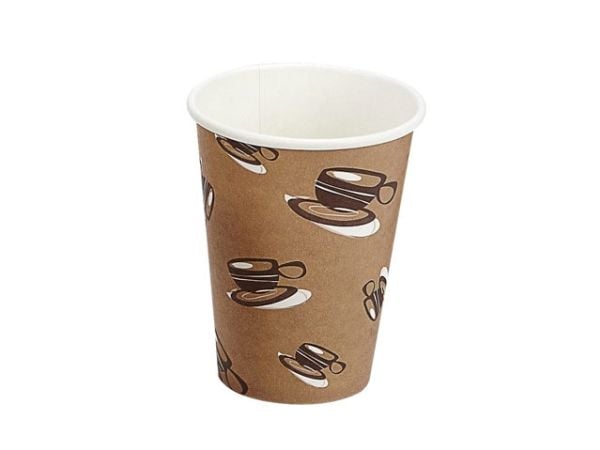 Kaffebæger, Papir + PE, brun, 12 oz karton a 1000 stk, palle 15 kartoner Single wall, Fødevaregodken