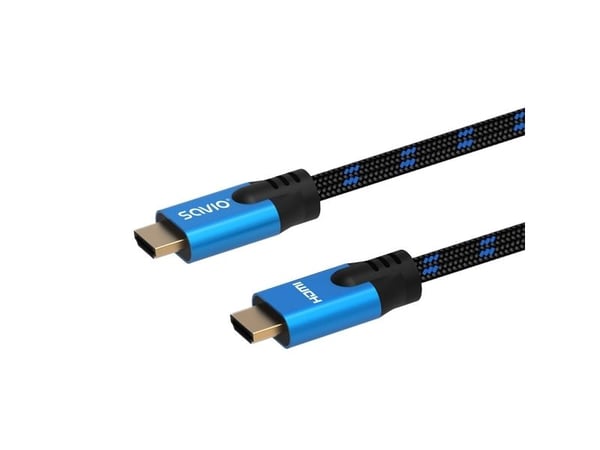 HDMI (M) v2.1-kabel, 1,8 m, 8K, kobber, blå-svart, gullspisser, ethernet/3D, CL-142