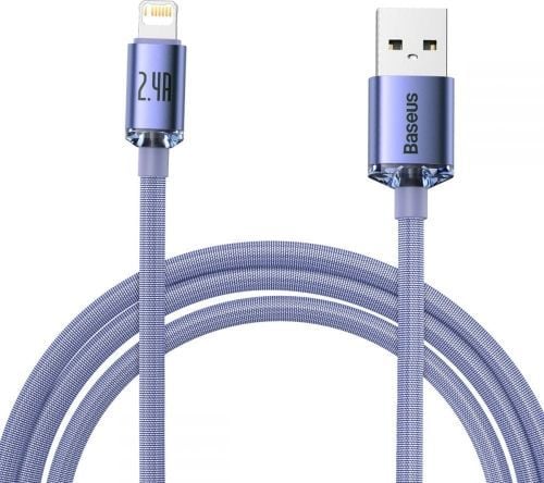 Baseus Crystal Shine, 2 m, Lightning, USB A, Hankjønn, Hankjønn, Fiolett