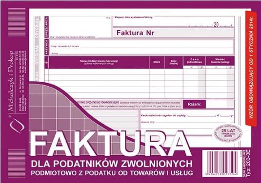 Michalczyk &amp; Prokop faktura A5 2SKL.ZWOL.VAT 203-3E (POZ. DRUK - 203-3E)