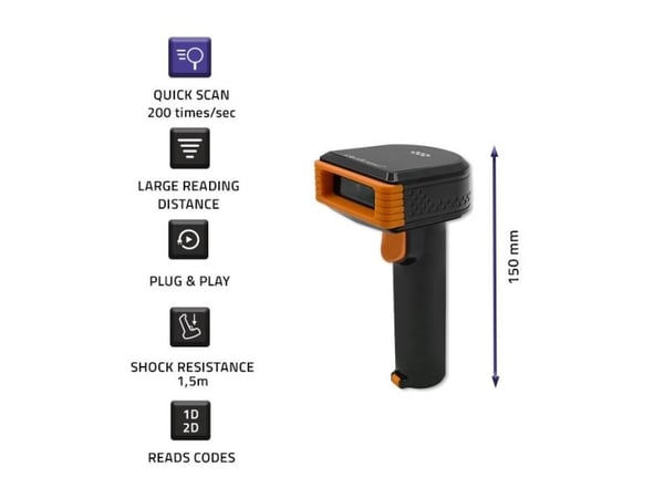 Qoltec - Strekkodeskanner - håndholdt - 200 skann/sek - dekodet - USB