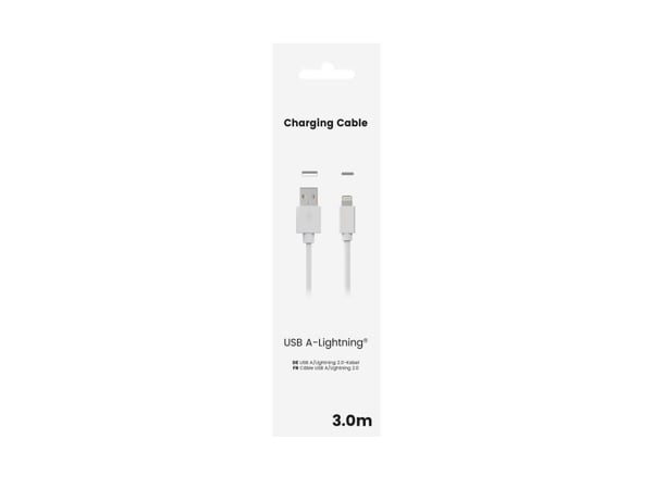 Sinox USB A till Lightning-kabel. 3m. Vit