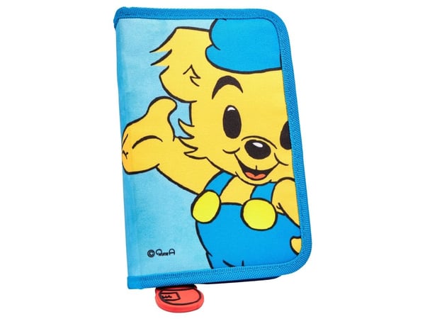Bamse  Filled single decker pencil case, 300D nylon, 20 x 12.8 x 3 cm with 8 triangular col. pencils, 1 triangular pencil, sharpener, 15 cm ruler, ...