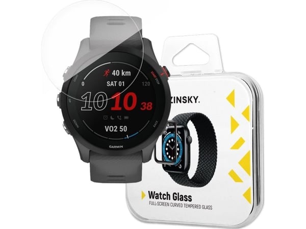Wozinsky full lim herdet glass til Garmin Forerunner 255 9H for hele skjermen, svart ramme