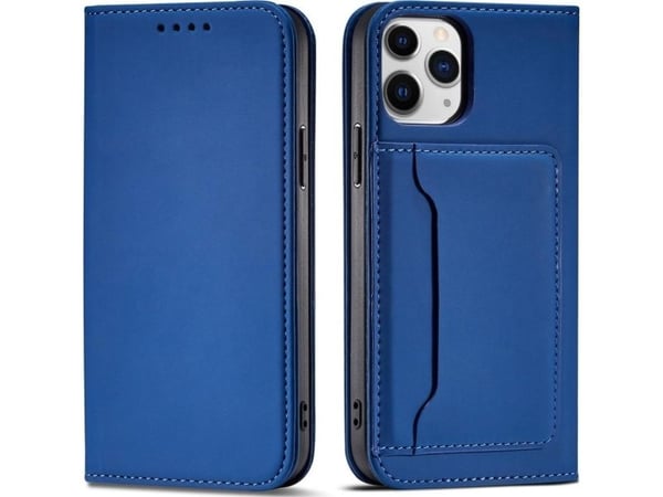 Hurtel Magnet Card Case iPhone 12 Pro kortti lompakko tapauksessa kortti jalusta sininen