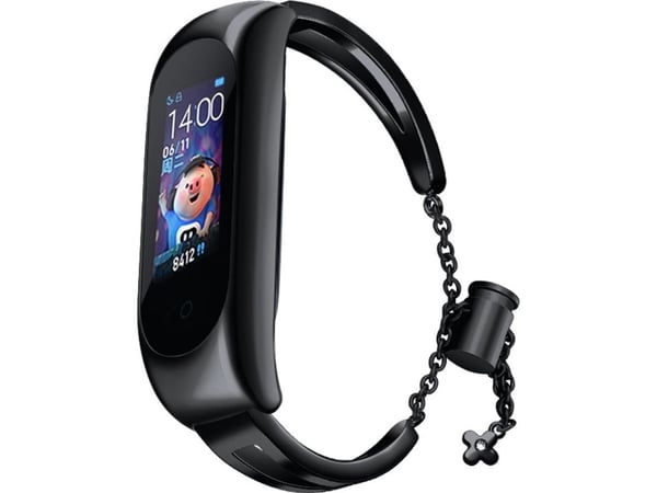 Hurtel Korvaava metalli nauha rannekoru ketju hihna Xiaomi Mi Band 6 / 5 / 4 / 3 musta Hurtel Korvaava metalli nauha rannekoru ketju hihna Xiaomi Mi Band 6 / 5 / 4 / 3 musta