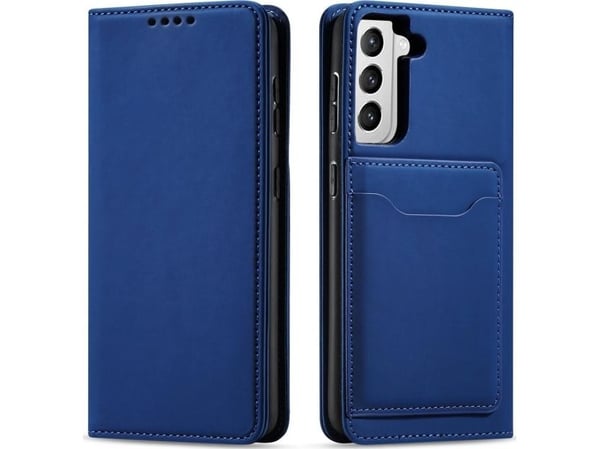 Hurtel Magnet Card Case Samsung Galaxy S22+ (S22 Plus) kortti lompakko tapauksessa kortin haltija sininen
