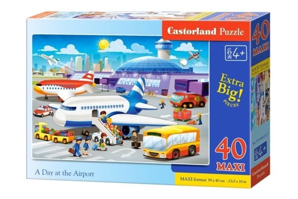 Castorland A Day at the Airport 40 Maxi pcs, 40 stykker, Tegneserier, 4 år
