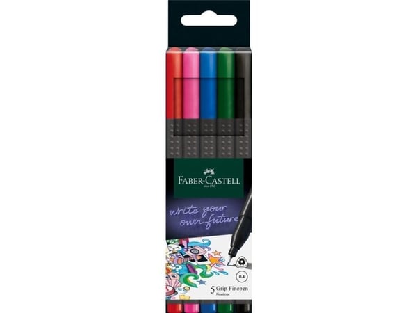 Faber-Castell 151604, Svart, Blå, Grønn, Rosa, Rød, Flerfarget, 0,4 mm, Fint, Plast, Trekant