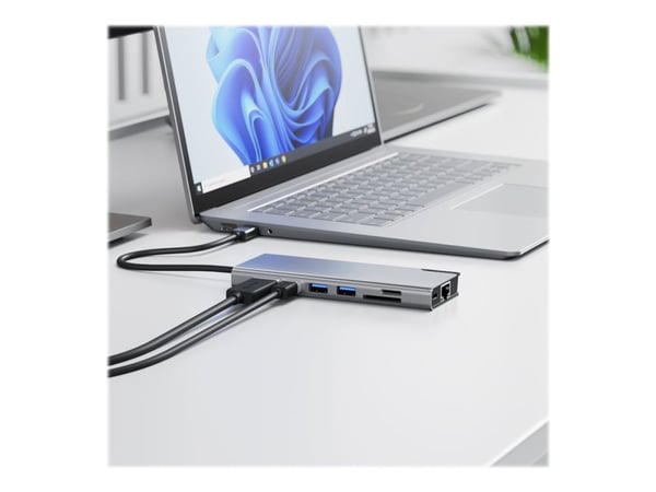 ALOGIC ULDPLSV2-SGR, Ledningsført, USB 3.2 Gen 1 (3.1 Gen 1) Type-C, 100 W, 1000 Mbit/s, Sort, Grå, MicroSD (TransFlash), SD