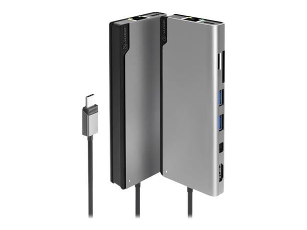 ALOGIC ULDPLSV2-SGR, Ledningsført, USB 3.2 Gen 1 (3.1 Gen 1) Type-C, 100 W, 1000 Mbit/s, Sort, Grå, MicroSD (TransFlash), SD