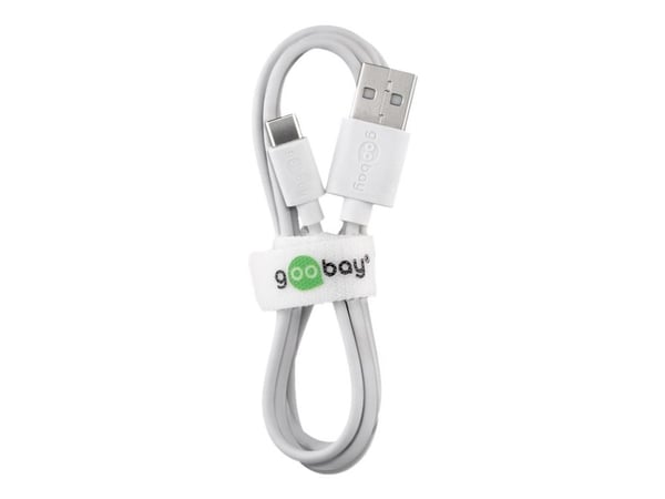goobay - USB-kabel - USB (hann) til USB-C (hann) - USB 2.0 - 5 V - 3 A - 50 cm - rund - hvit