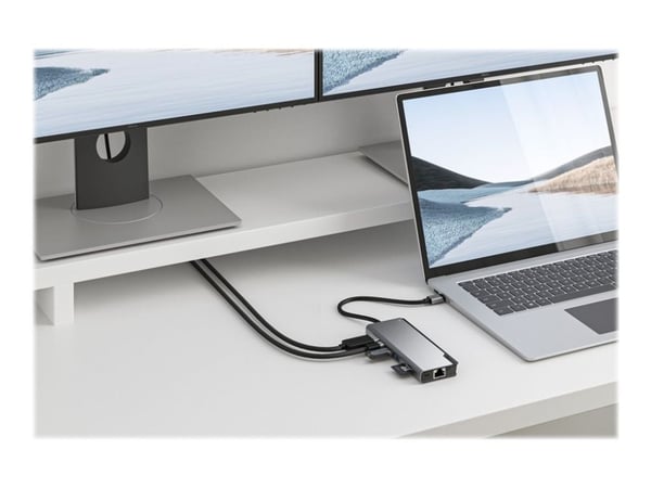 ALOGIC ULDPLSV2-SGR, Ledningsført, USB 3.2 Gen 1 (3.1 Gen 1) Type-C, 100 W, 1000 Mbit/s, Sort, Grå, MicroSD (TransFlash), SD