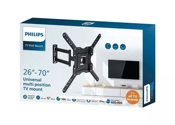 Philips SQM9232/10, 75 x 75 mm, 400 x 400 mm, -12 - 12°, 180°, Metall, Sort