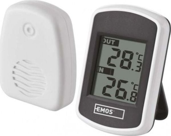 Emos E0042, Elektronisk miljøtermometer, Innendørs/utendørs, Digital, Hvit, Grå, Rektangulær, °C