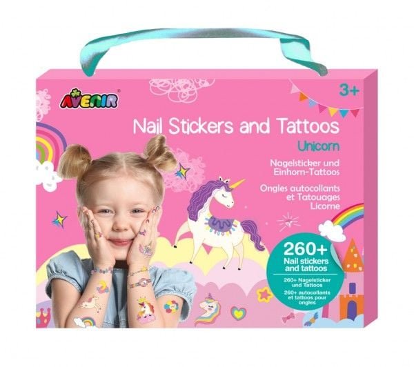 AVENIR nagelstickers och tatueringar enhörningar