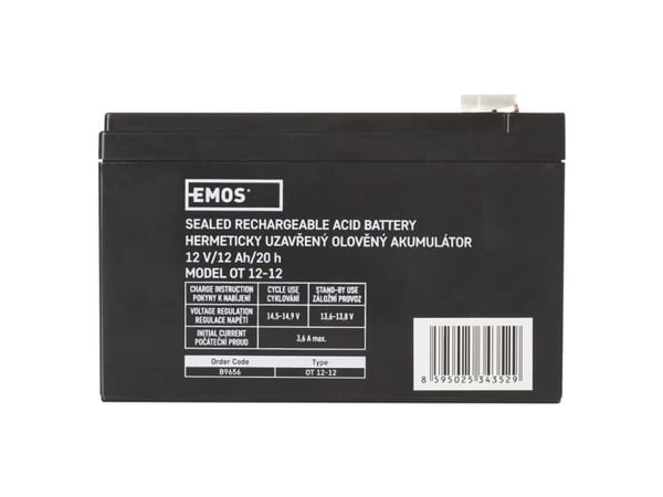 Emos 1201000850, Oppladbart batteri, Forseglet blysyre (VRLA), 12 V, 1 stykker, 12000 mAh, 5 år