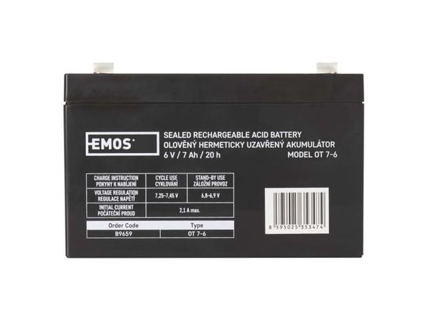 Emos 1201000520, Oppladbart batteri, Forseglet blysyre (VRLA), 6 V, 1 stykker, 7000 mAh, 5 år